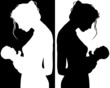 silhouettes of mother and child