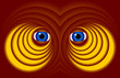 Eyes on a red background
