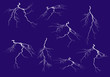 eight lightnings collection isolated on blue