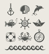 sea and marine symbol set of icon vector illustration isolated