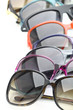 Collection of sunglasses on white background