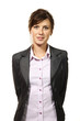 beautiful businesswoman portrait, white background