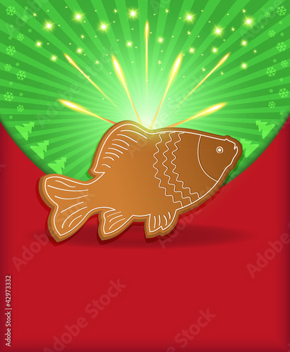 Vector: Christmas congratulations fish carp gingerbread Christmas congratulations fish carp gingerbread