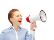happy woman with megaphone