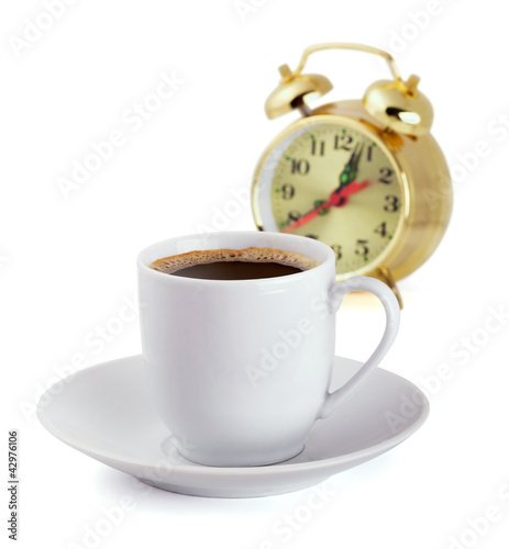 Photo: Coffe cup and alarm clock Coffe cup and alarm clock