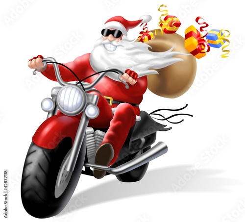 Illustration: babbo natale motorizzato babbo natale motorizzato
