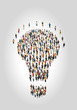 Group of business people in shape of light bulb idea