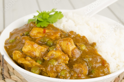 Photo: Chinese Chicken Curry & Steamed Rice Chinese Chicken Curry & Steamed Rice