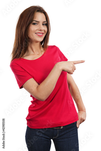 Photo: Brunette female pointing Brunette female pointing