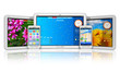 Set of tablet computers and smartphones