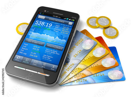 Illustration: Mobile banking and finance concept Mobile banking and finance concept