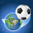 soccer ball coming out of Brazil. Brazilian football world cup.