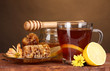 honey, lemon, honeycomb and a cup of tea