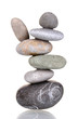 Stack of balanced stones isolated on white