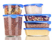 Filled plastic containers isolated on white