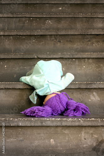 Photo: Eviction and violence homelessness concept metaphor Eviction and violence homelessness concept metaphor