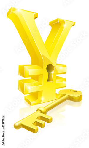 Vektor: Yen key lock concept Yen key lock concept