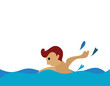 Illustration - Swimming.He was swimming,freestyle.