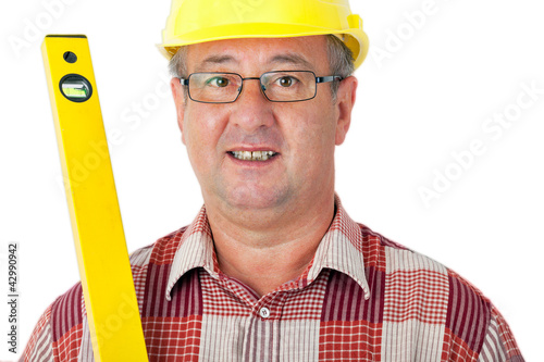 Foto: Construction worker with level Construction worker with level