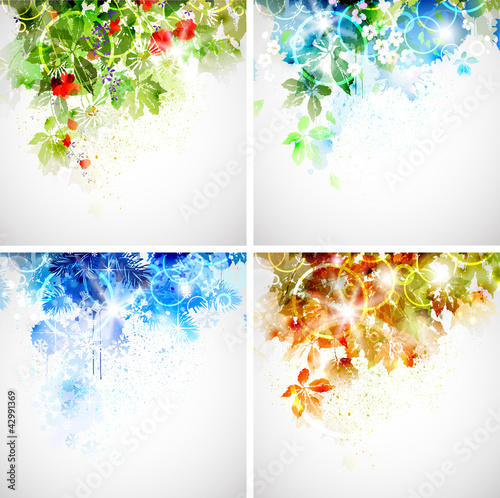 Vector: Set of four seasons background Set of four seasons background