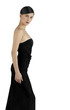 Side shot of a lady in black dinner dress
