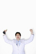 Businessman rejoicing his success