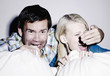 Couple watching horror movie