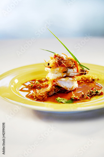 Photo: King prawns in dish King prawns in dish