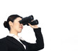 Photo: Businesswoman looking through binoculars Businesswoman looking through binoculars