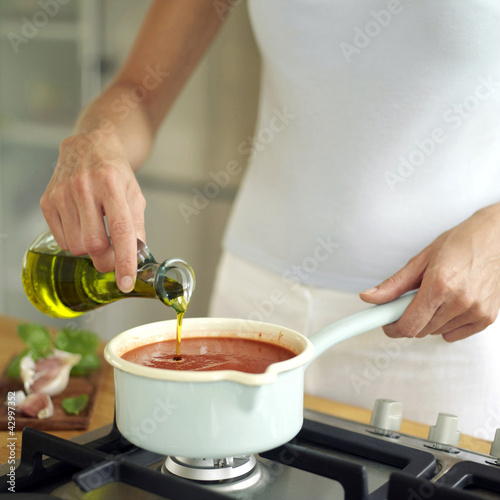 Photo: Preparing pasta sauce Preparing pasta sauce