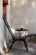 Chair and table in backyard