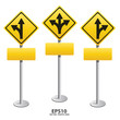 vector Signs straight, turn left, turn right