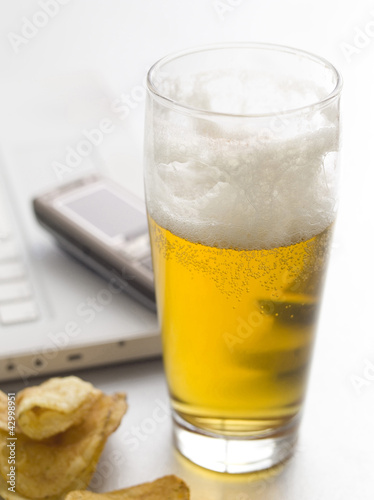 Photo: Lager and crisps Lager and crisps