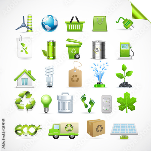Vector: Collection Eco Design Elements, Isolated On White Background Collection Eco Design Elements, Isolated On White Background