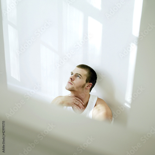 Photo: A man contemplating A man contemplating