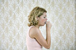 A woman coughing