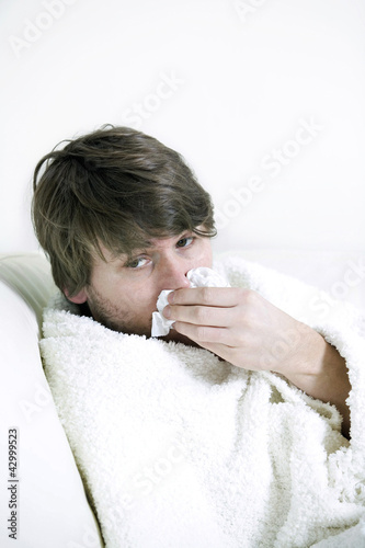 Photo: A man down with flu A man down with flu