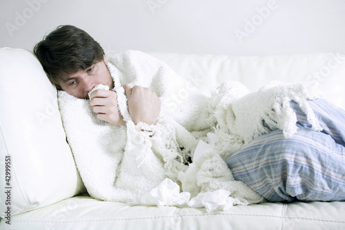 Photo: A Caucasian man bedridden A Caucasian man bedridden