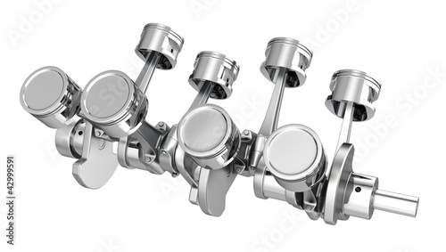 Ilustración: V8 engine pistons on a crankshaft V8 engine pistons on a crankshaft