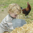 Boy with hand inside the bucket