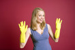 Woman with rubber gloves