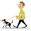 A man walking with his dog