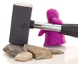 Knetgummifigur mit Hammer / Modelling clay figure with a sledge
