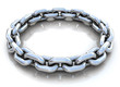 Metal chain circle over white background