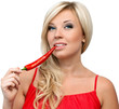 Photo: sexy blonde girl with hot pepper sexy blonde girl with hot pepper