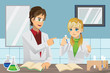 Vector: Students in lab Students in lab