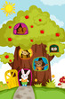Vector: Animals in a treehouse Animals in a treehouse