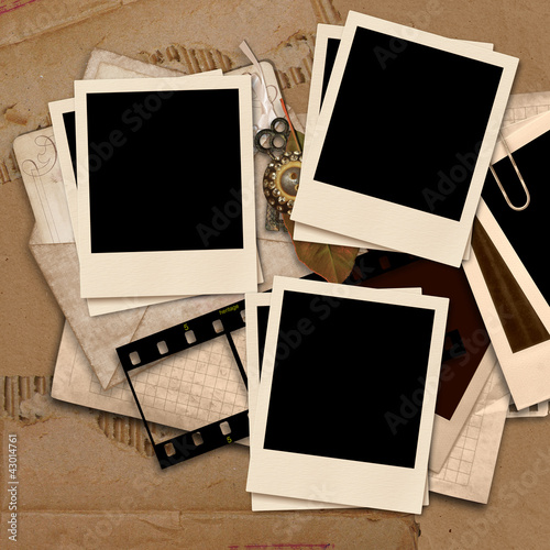 Illustration: Vintage background with polaroid frames Vintage background with polaroid frames