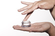 woman hands with vanishing creme