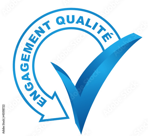 Vector: engagement qualité sur symbole validé bleu engagement qualité sur symbole validé bleu